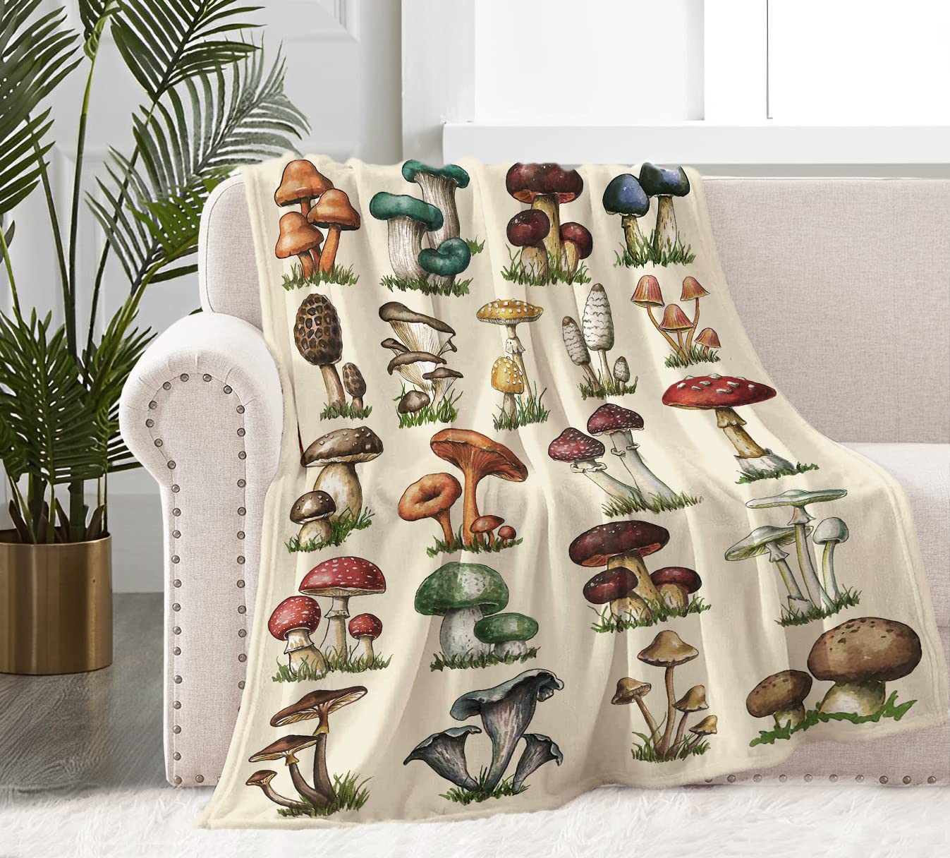 Mushroom Blanket For Boys Girls, Super Soft Fluffy Mushroom Gifts Plush Blanket, Lightweight Retro Flannel Kid Mushroom Decor Bl